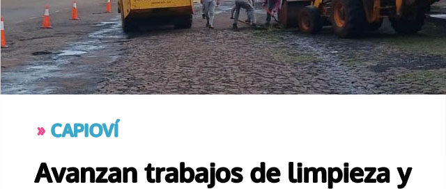 Avanzan trabajos de limpieza y desagüe sobre la ruta nacional 12