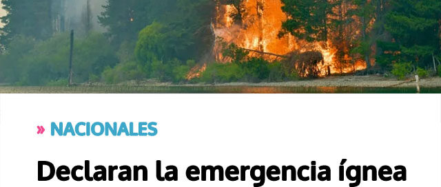 Declaran la emergencia ígnea en cuatro provincias por los incendios que afectan a la Patagonia